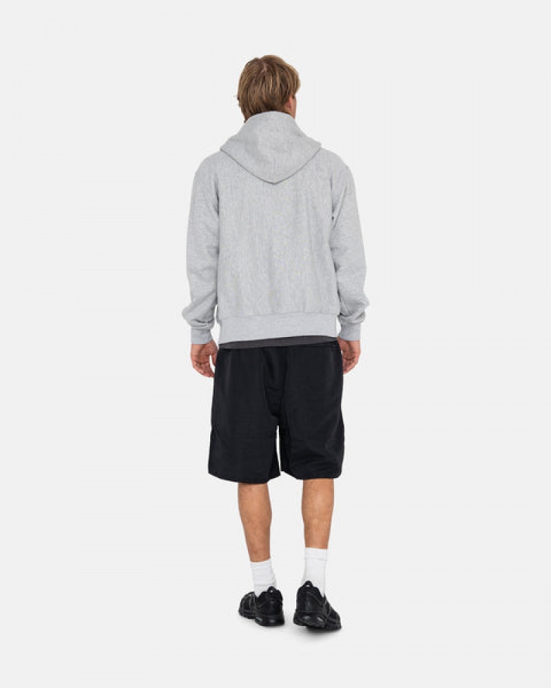 Stussy Stock Logo Zip Hoodie Men Hoodie Grey | MYX-7763