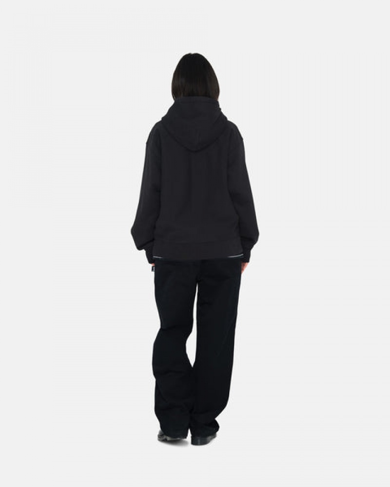 Stussy Stock Logo Zip Hoodie Women Hoodie Black | EGQ-5900