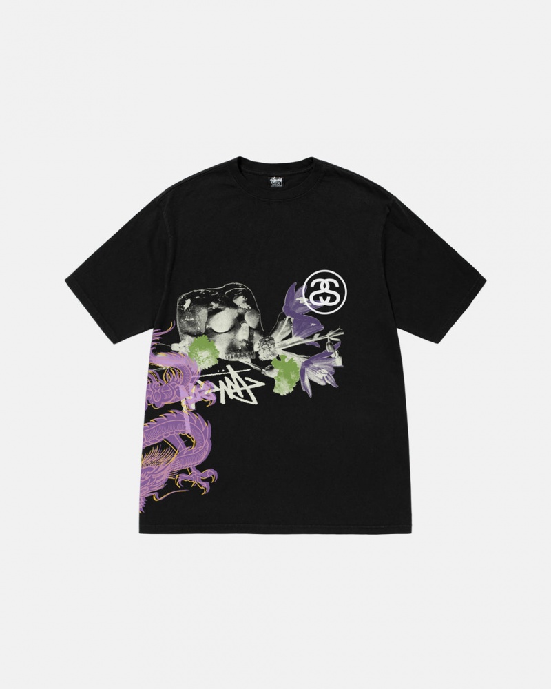 Stussy Strike Pigment Dyed Tee Women T Shirt Black | AAC-2055