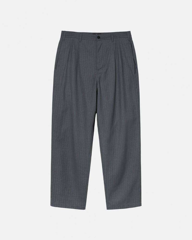 Stussy Stripe Volume Pleated Trouser Men Pants Grey | SWC-0197