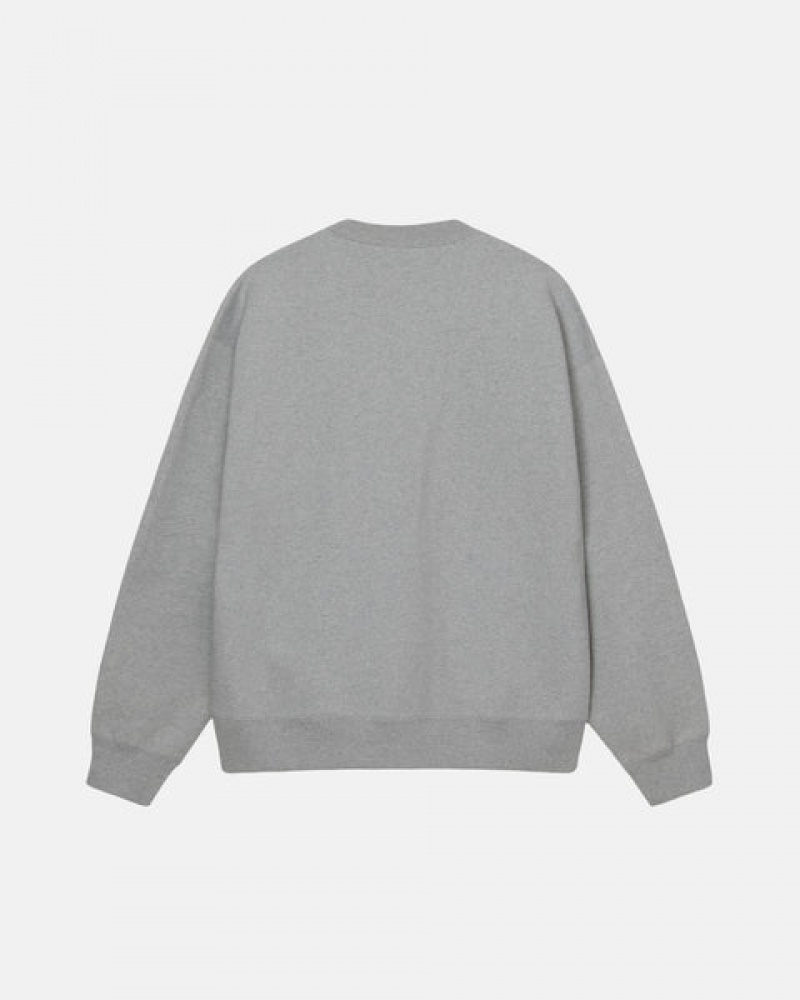 Stussy Fleece Crew Men Sweatshirts Dark Grey | DJW-4469