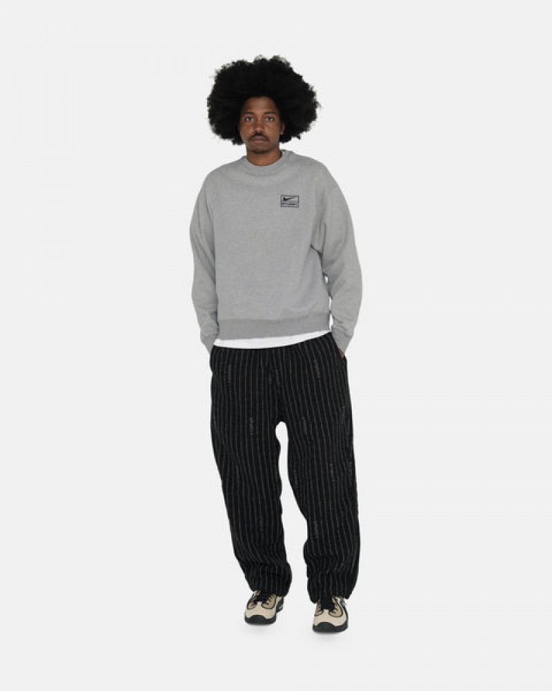 Stussy Fleece Crew Men Sweatshirts Dark Grey | DJW-4469