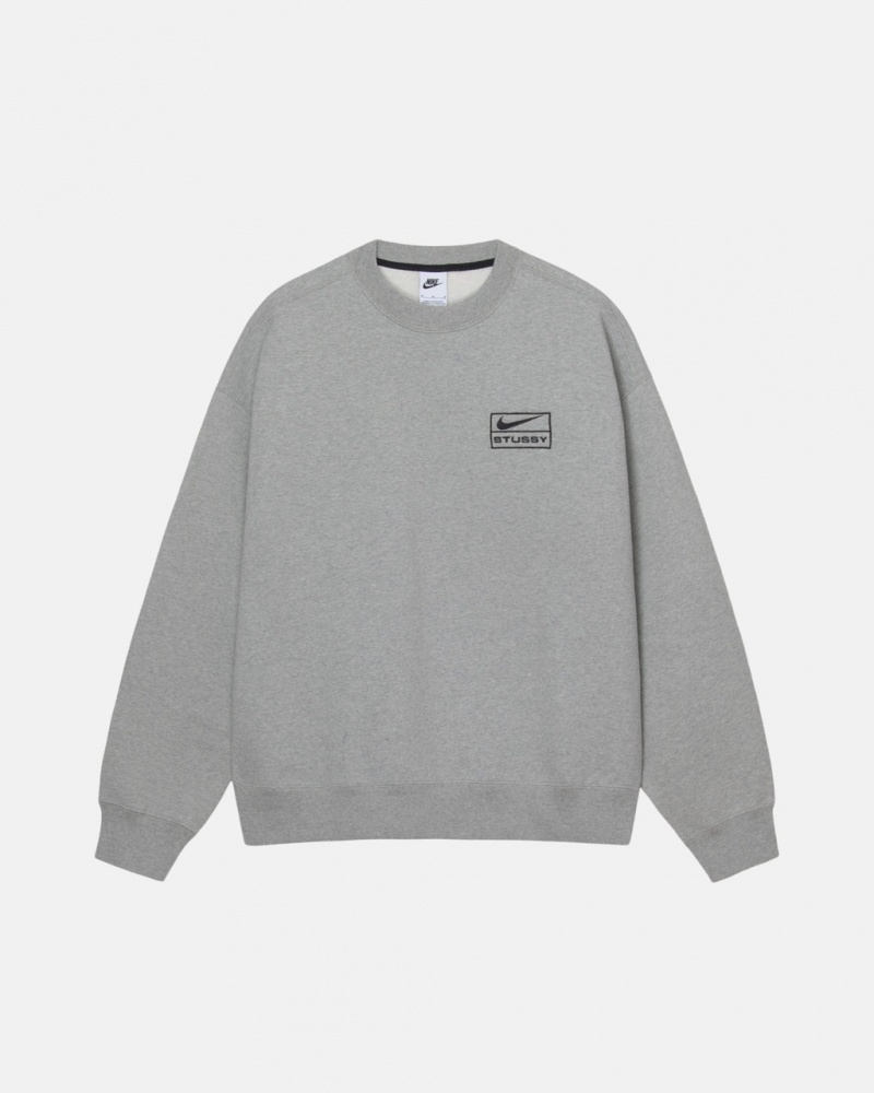 Stussy Fleece Crew Men Sweatshirts Dark Grey | DJW-4469