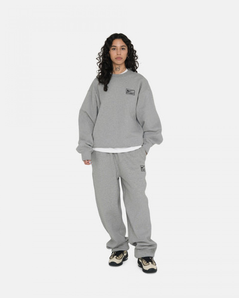 Stussy Fleece Crew Women Sweatshirts Dark Grey | TRH-1957