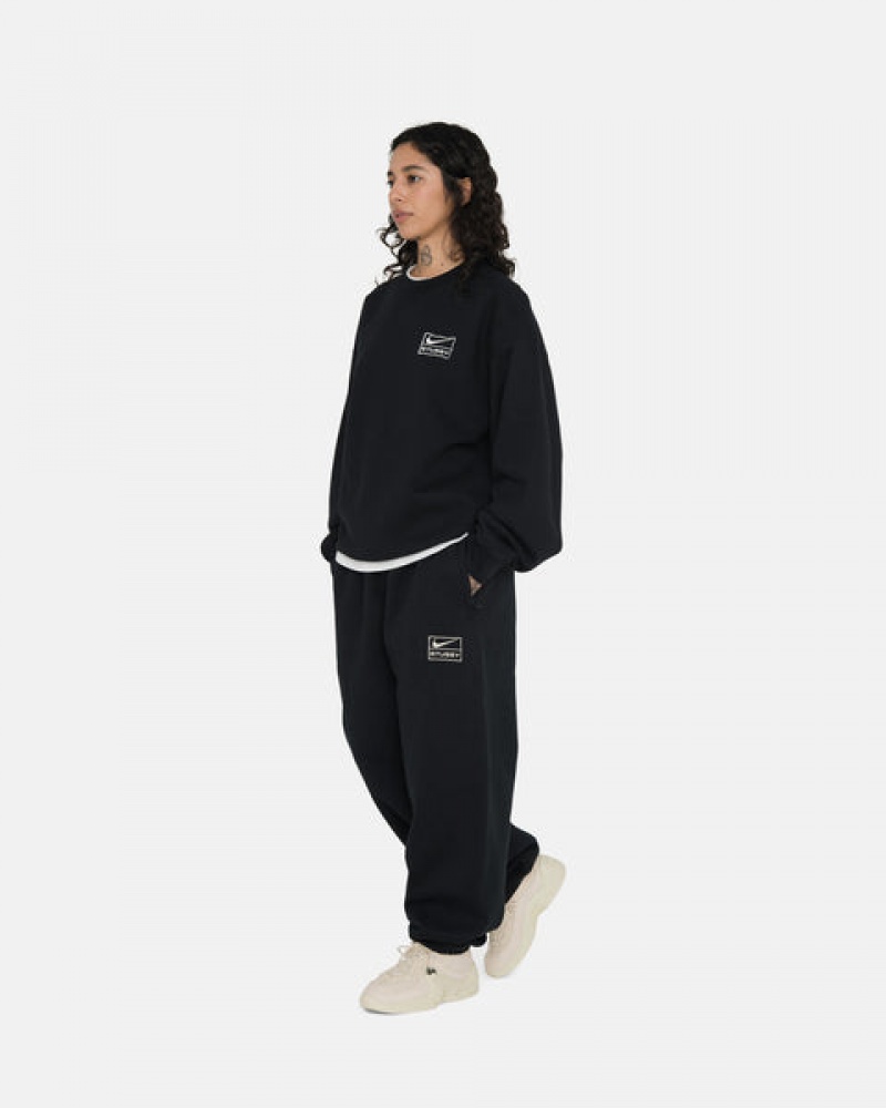 Stussy Stone Wash Fleece Pant Women Sweatpants Black | EJU-7241