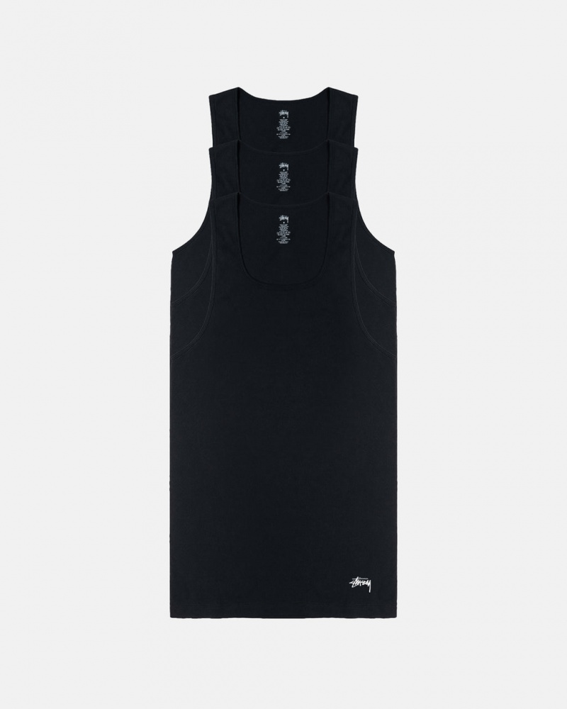 Stussy Stussy Tank Undershirt Men Shirts Black | OLR-5108