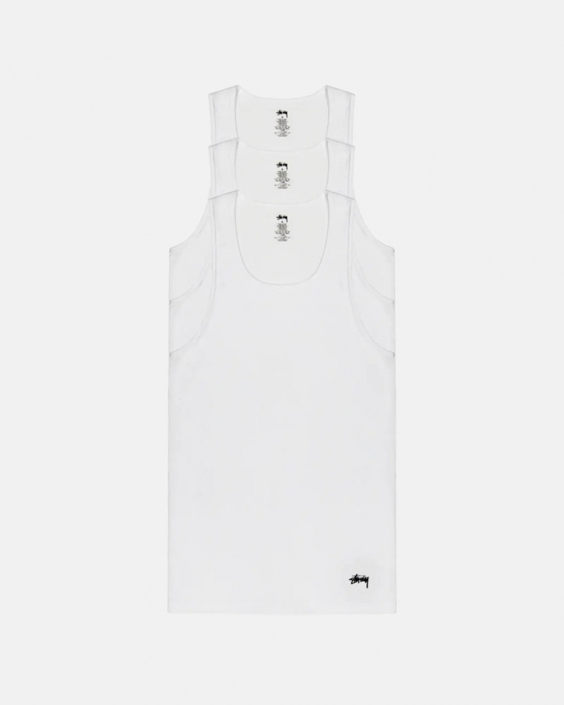 Stussy Stussy Tank Undershirt Men Shirts White | FIA-7026