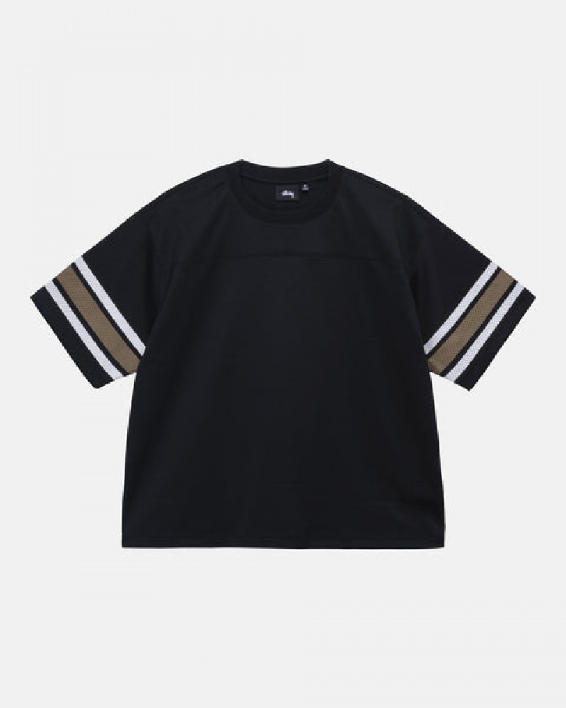 Stussy Surfman Mesh Football Jersey Men Tops Black | TNT-5558