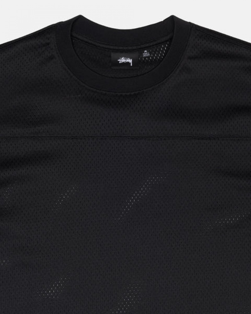 Stussy Surfman Mesh Football Jersey Men Tops Black | TNT-5558