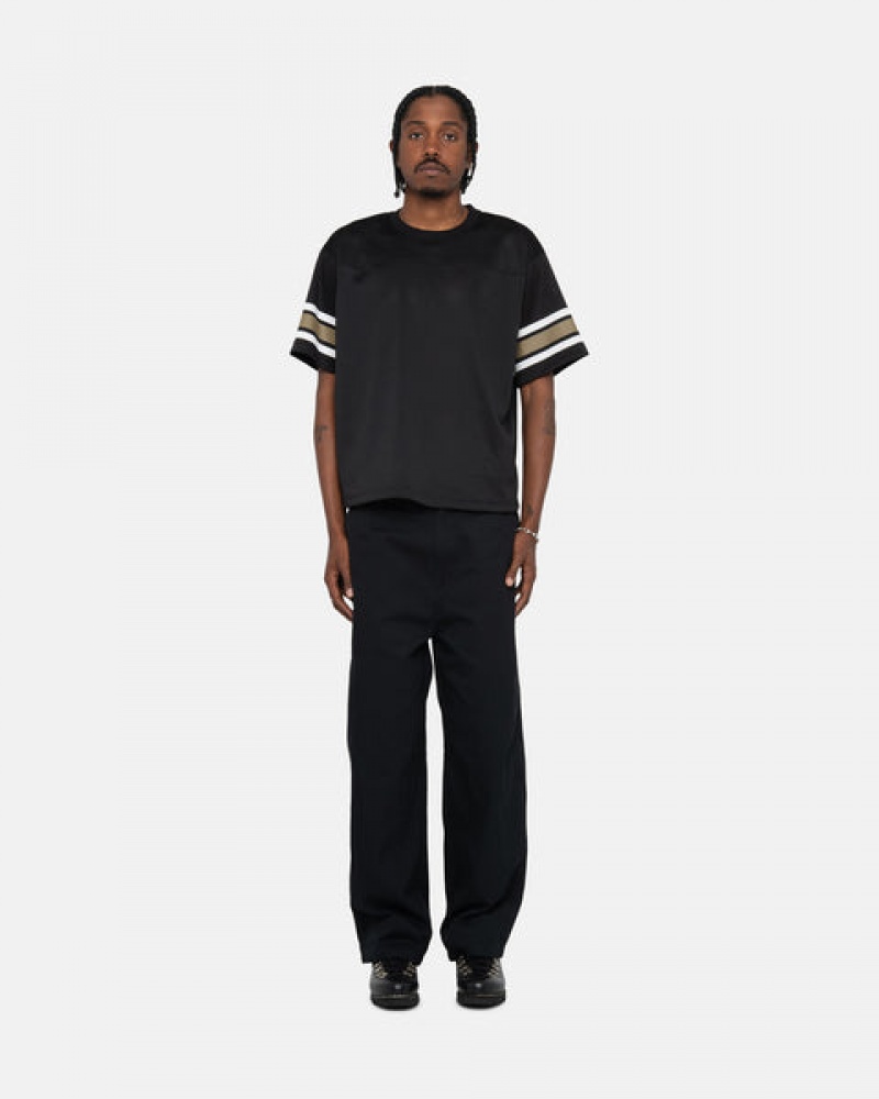 Stussy Surfman Mesh Football Jersey Men Tops Black | TNT-5558