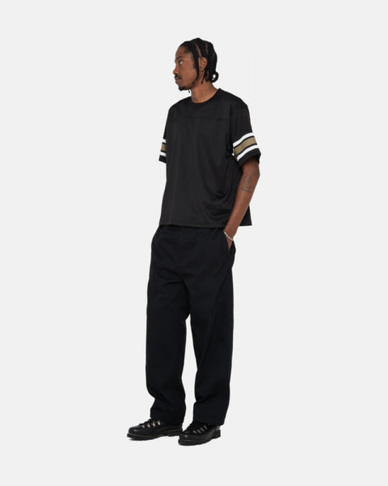 Stussy Surfman Mesh Football Jersey Men Tops Black | TNT-5558