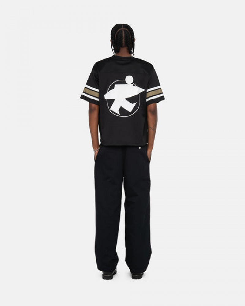 Stussy Surfman Mesh Football Jersey Men Tops Black | TNT-5558