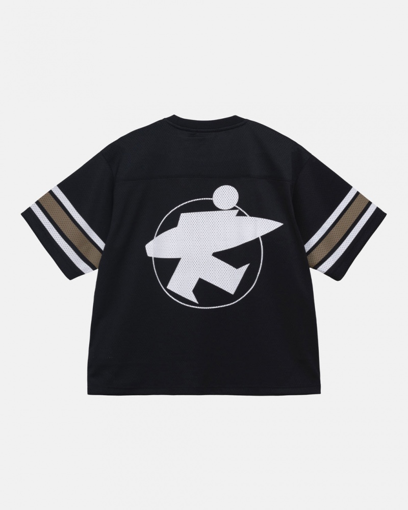 Stussy Surfman Mesh Football Jersey Men Tops Black | TNT-5558