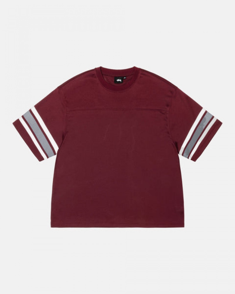 Stussy Surfman Mesh Football Jersey Women Tops Burgundy | MAH-3574