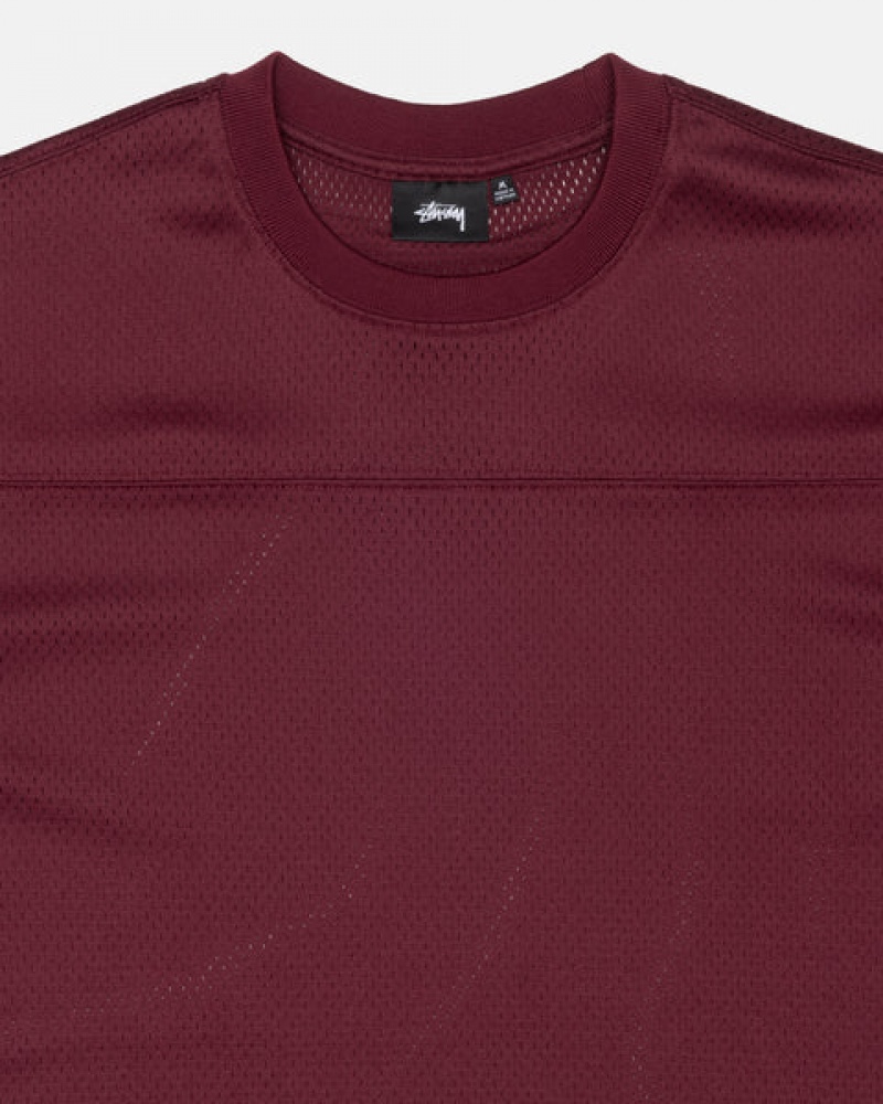 Stussy Surfman Mesh Football Jersey Women Tops Burgundy | MAH-3574