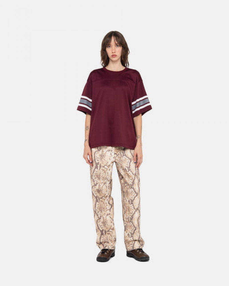 Stussy Surfman Mesh Football Jersey Women Tops Burgundy | MAH-3574