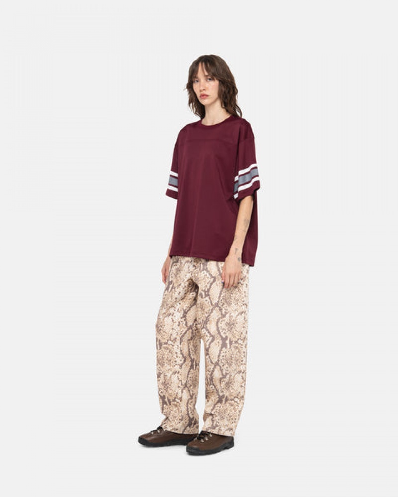 Stussy Surfman Mesh Football Jersey Women Tops Burgundy | MAH-3574