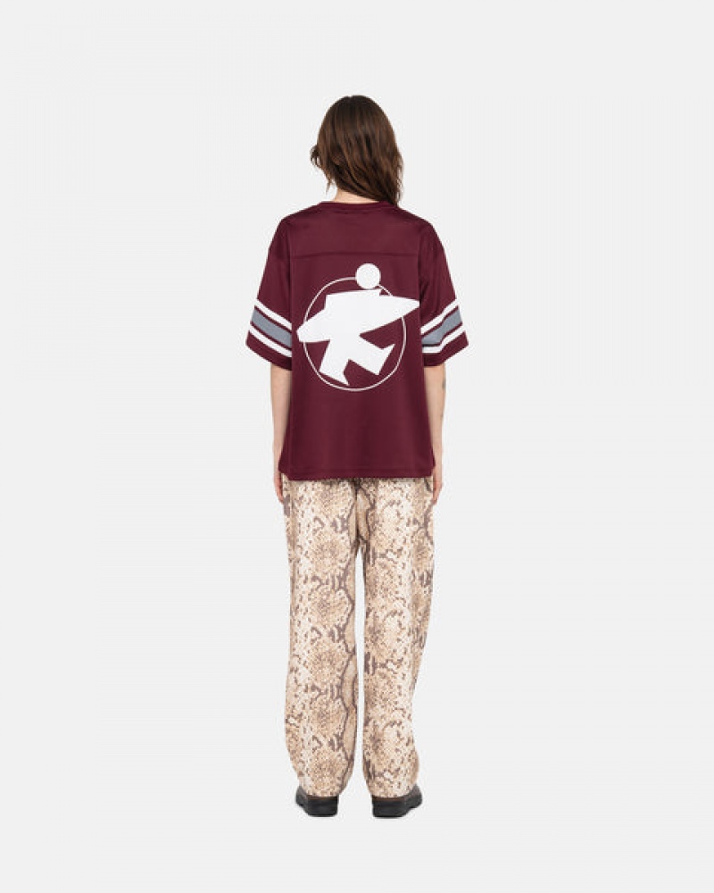 Stussy Surfman Mesh Football Jersey Women Tops Burgundy | MAH-3574