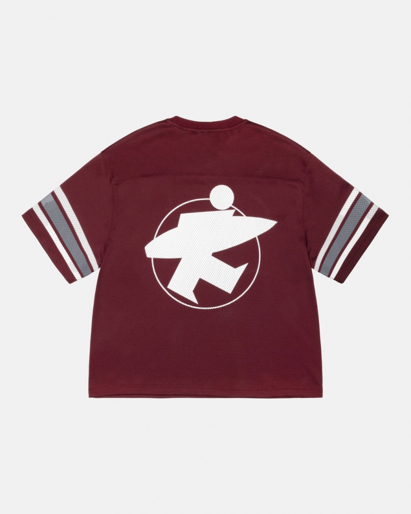 Stussy Surfman Mesh Football Jersey Women Tops Burgundy | MAH-3574