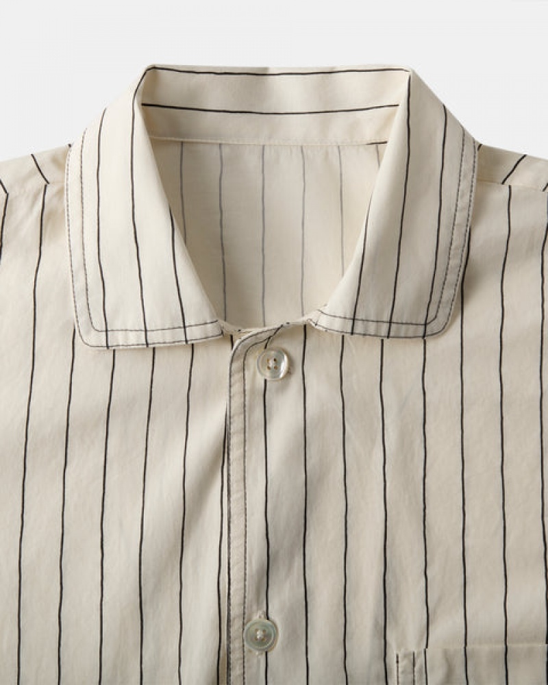 Stussy Tekla Poplin Pyjama Shirt Men Shirts Beige | HCQ-2811