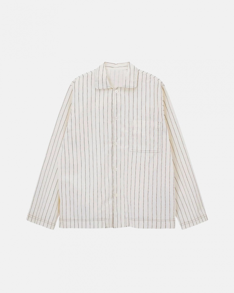 Stussy Tekla Poplin Pyjama Shirt Men Shirts Beige | HCQ-2811