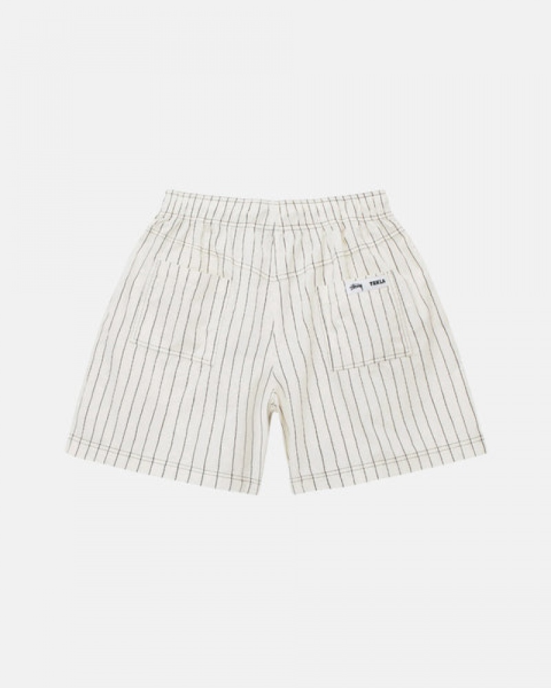 Stussy Tekla Poplin Pyjama Shorts Men Shorts Beige | ANH-4225