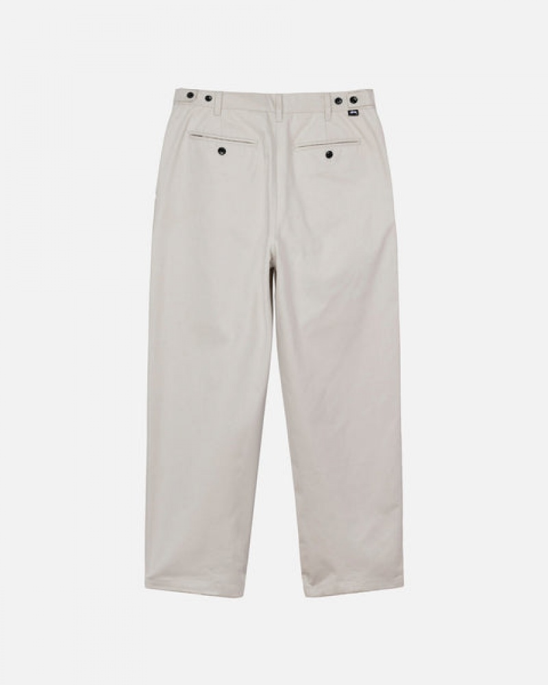 Stussy Twill Volume Pleated Trouser Men Pants Beige | LAW-5453