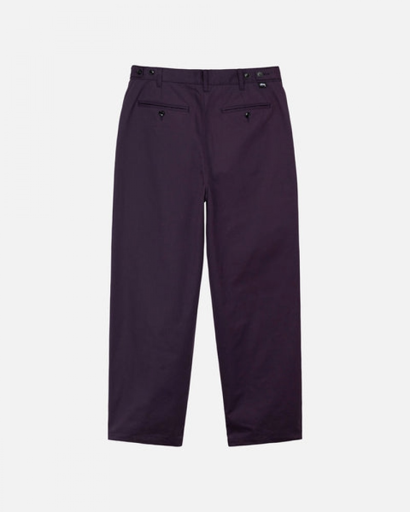 Stussy Twill Volume Pleated Trouser Men Pants Purple | JZD-4485