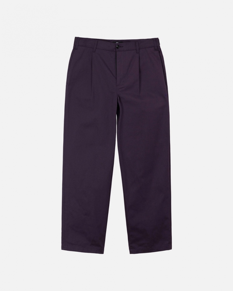 Stussy Twill Volume Pleated Trouser Men Pants Purple | JZD-4485