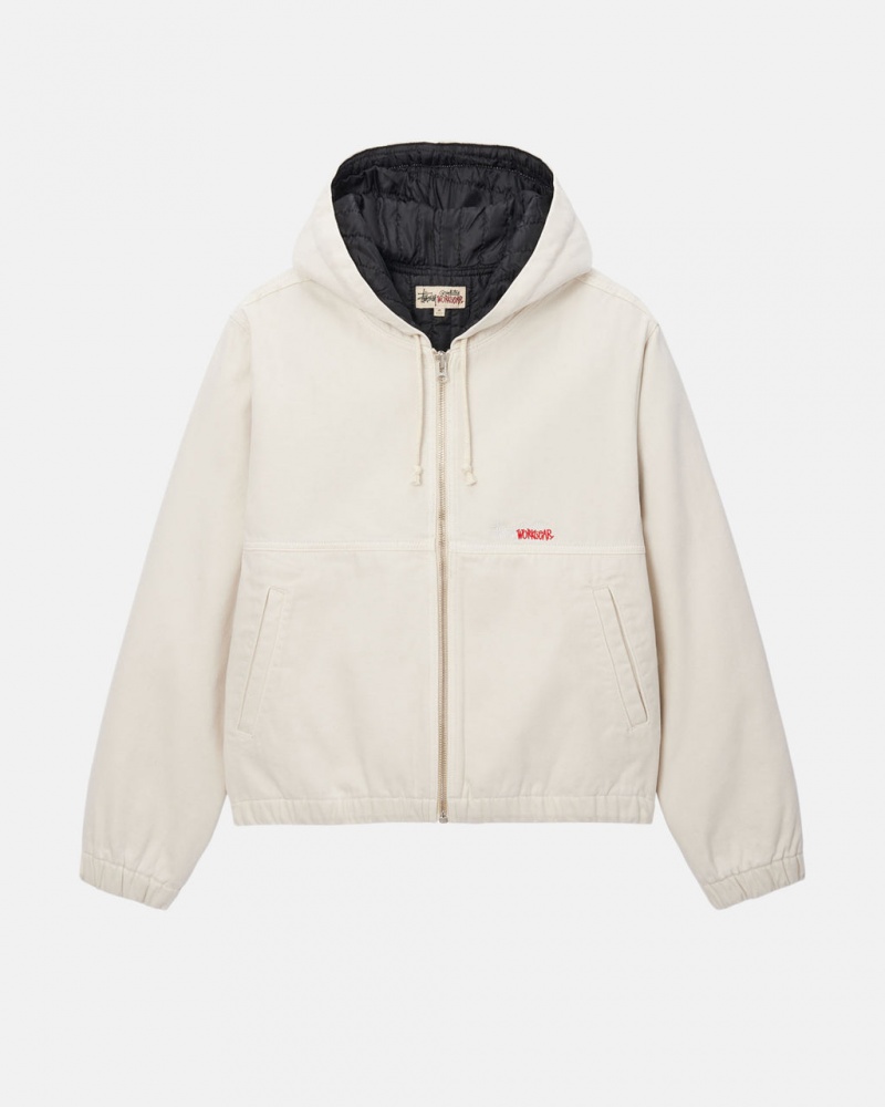 Stussy Work Jacket Insulated Canvas Men Jackets Beige | ZBQ-2462