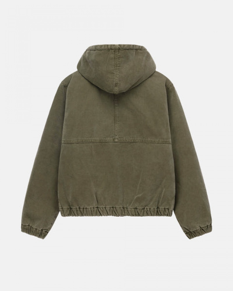 Stussy Work Jacket Insulated Canvas Men Jackets Olive | TGE-3762