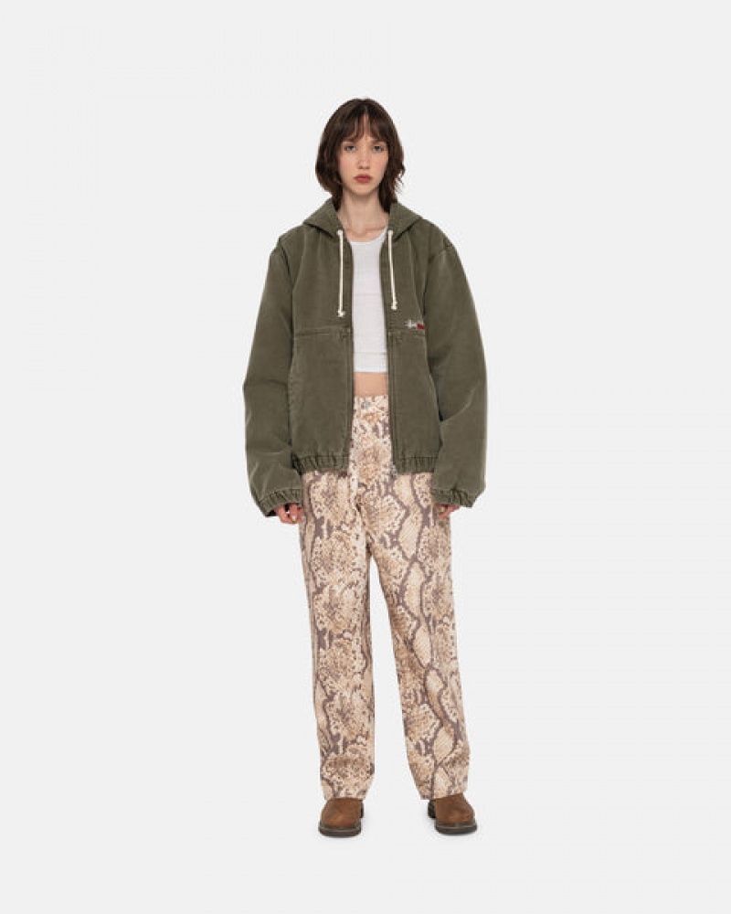 Stussy Work Jacket Insulated Canvas Women Jackets Olive | BAA-6933