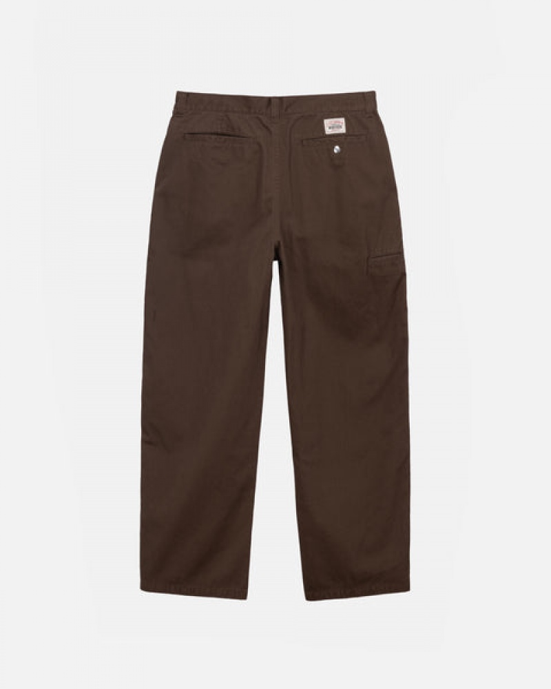 Stussy Workgear Trouser Twill Men Pants Brown | WBV-8246