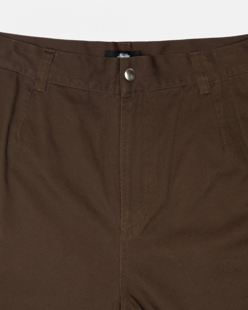 Stussy Workgear Trouser Twill Men Pants Brown | WBV-8246