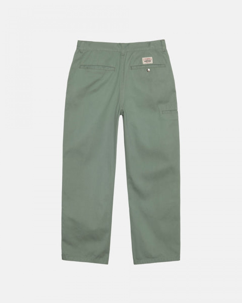 Stussy Workgear Trouser Twill Men Pants Green | BOM-3991