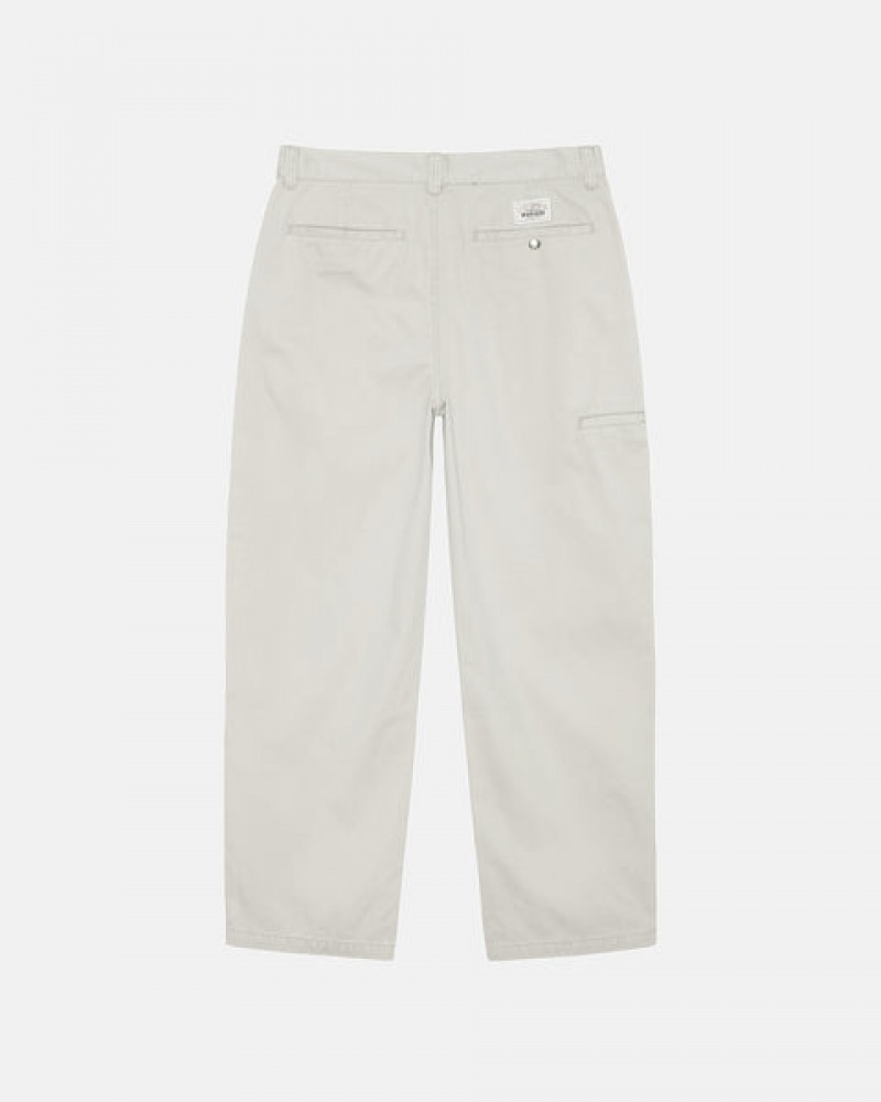 Stussy Workgear Trouser Twill Men Pants White | IWC-2771