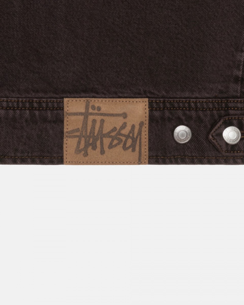 Stussy Zip Work Jacket Denim Men Jackets Black | KJZ-0874