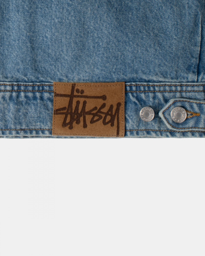 Stussy Zip Work Jacket Denim Men Jackets Blue | USV-6656