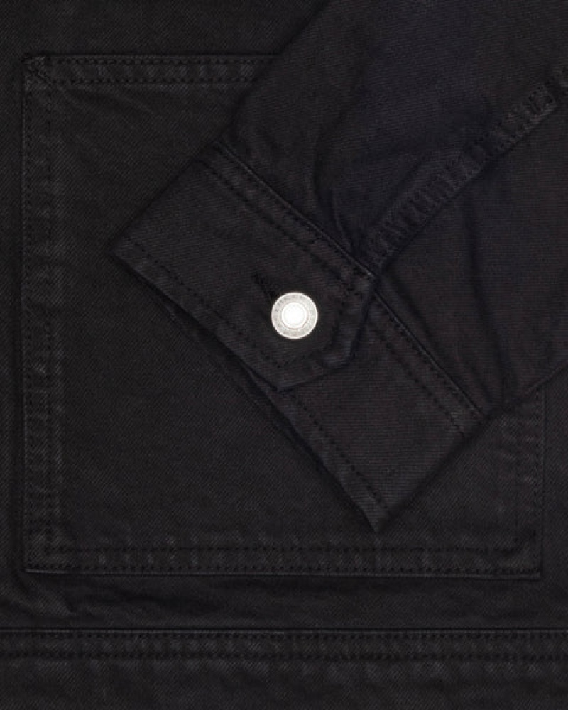 Stussy Zip Work Jacket Overdyed Women Denim Black / Black | KHH-7865